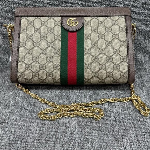 Gucci Ophidia Chain Brown Small Canvas Shoulder Bag 899-081425 - Picture 2 of 13